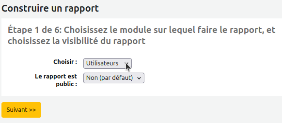 vue du choix "Utilisateurs" dans l'étape 1 de création de rapport guidé