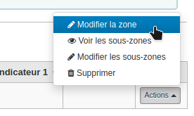 Capture d'écran montrant l'option Modifier la zone