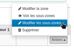 Capture d'écran montrant l'option Modifier les sous-zones