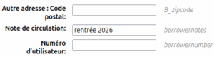 vue du champ "message / borrowernotes" des champs par défaut du formulaire d'importation d'utilisateurs