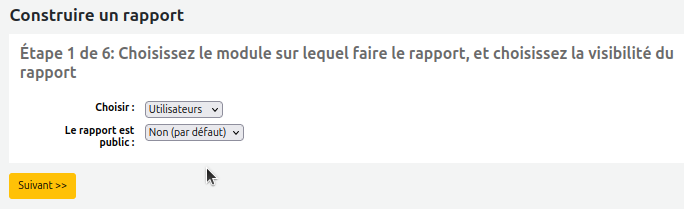 vue du choix "Utilisateur" du premier menu déroulant de l'étape 1 du rapport guidé