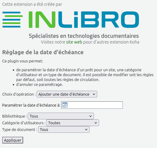 vue du formulaire du plugin Rules hard due dates