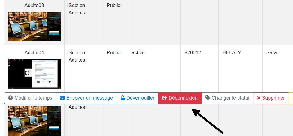 vue du bouton "déconnexion" de la page des postes dans l'administration-Sécure-Accès