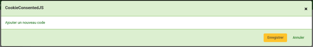 Boîte de dialogue CookieConsentedJS