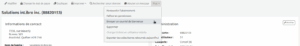 Dans le dossier de l'utilisateur à l'interface professionnelle, le menu Plus est déroulé et le curseur de la souris est sur l'option Envoyer un courriel de bienvenue