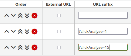 caroussel_suffix_en view of "?clickAnalyse=1" in the suffix text box