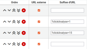 vue d'un exemple "?clickAnalyse=1" dans la boîte texte de suffixe