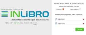 vue de la case à cocher "noitices" et choix de période de date