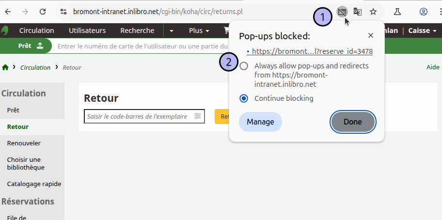 vue du paramètre de contrôle d'ouverture de fenêtre (aka popup)