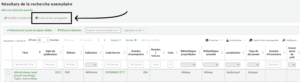 Page de résultats d'une recherche d'exemplaires, le bouton "Copier le lien partageable" est mis en évidence.
