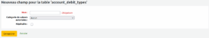Formulaire d'ajout de champ supplémentaire dans les types de frais
