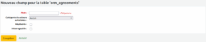 Formulaire d'ajout de champ supplémentaire dans les ententes
