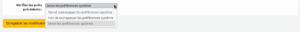 Paramètre "Vérifier les prêts précédents" dans le formulaire de type de document. Le menu déroulant est ouvert et les options sont "Oui et outrepasser les préférences système", "Non et outrepasser les préférences système", et "Selon les préférences système"