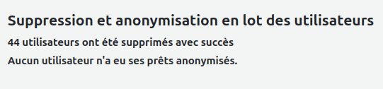 vue du message de confirmation de suppression d'utilisateurs